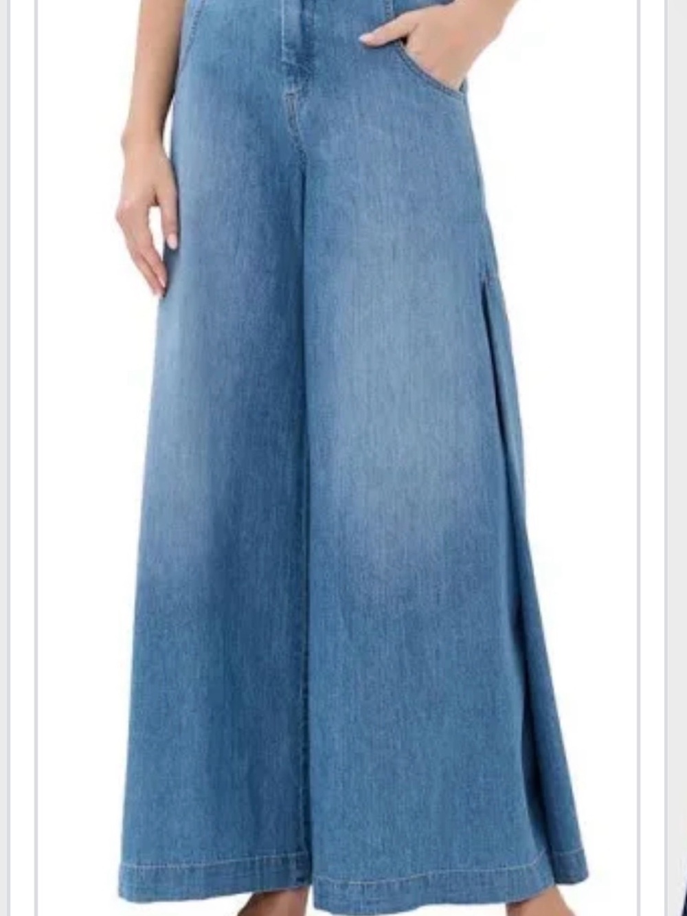 TWP LULU High-Rise Wide-Leg Denim Jeans with Side Pleat - Light Blue